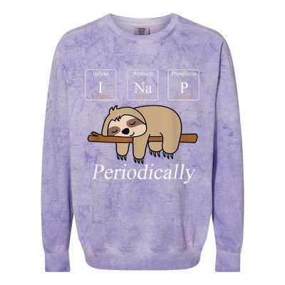 Funny Chemistry Nerdy Lazy Sloth I Nap Periodically Colorblast Crewneck Sweatshirt