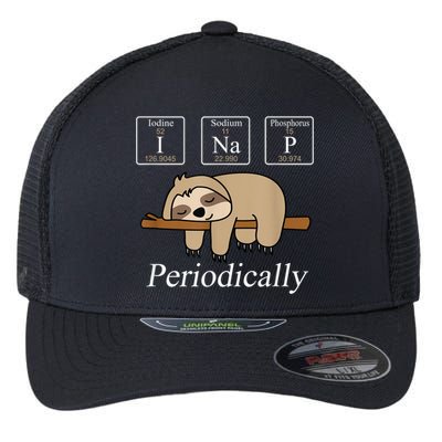Funny Chemistry Nerdy Lazy Sloth I Nap Periodically Flexfit Unipanel Trucker Cap