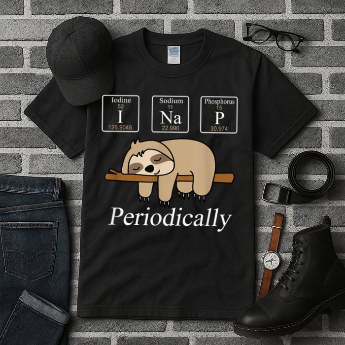 Funny Chemistry Nerdy Lazy Sloth I Nap Periodically Tall T-Shirt