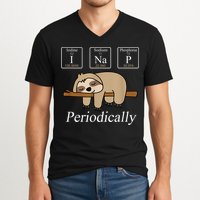 Funny Chemistry Nerdy Lazy Sloth I Nap Periodically V-Neck T-Shirt