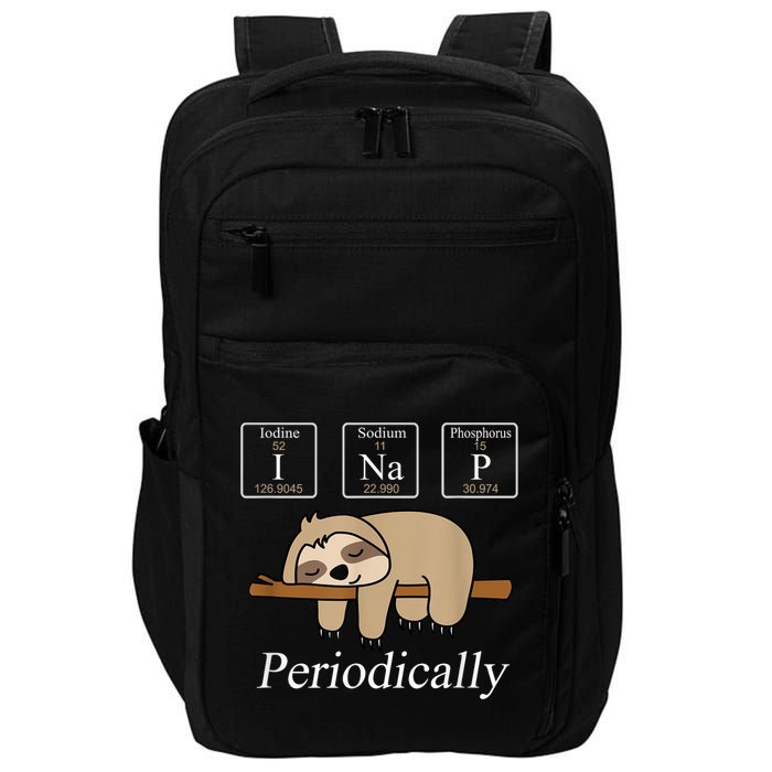 Funny Chemistry Nerdy Lazy Sloth I Nap Periodically Impact Tech Backpack