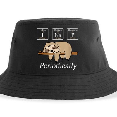 Funny Chemistry Nerdy Lazy Sloth I Nap Periodically Sustainable Bucket Hat