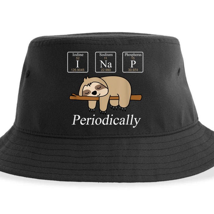 Funny Chemistry Nerdy Lazy Sloth I Nap Periodically Sustainable Bucket Hat