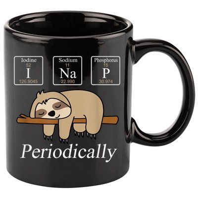 Funny Chemistry Nerdy Lazy Sloth I Nap Periodically 11oz C Handle Ceramic Mug