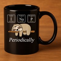Funny Chemistry Nerdy Lazy Sloth I Nap Periodically 11oz C Handle Ceramic Mug