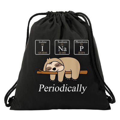 Funny Chemistry Nerdy Lazy Sloth I Nap Periodically Drawstring Bag