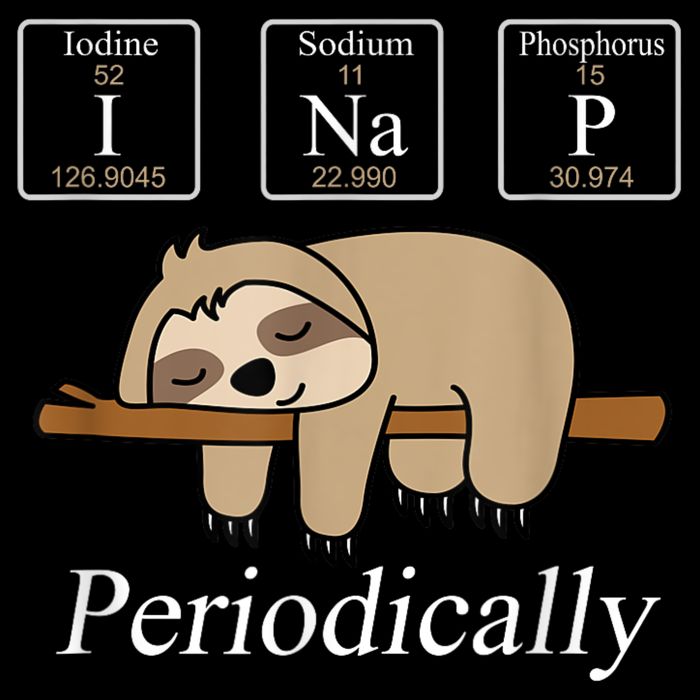 Funny Chemistry Nerdy Lazy Sloth I Nap Periodically Drawstring Bag