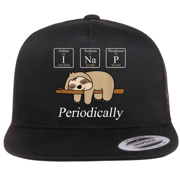 Funny Chemistry Nerdy Lazy Sloth I Nap Periodically Flatbill Hat