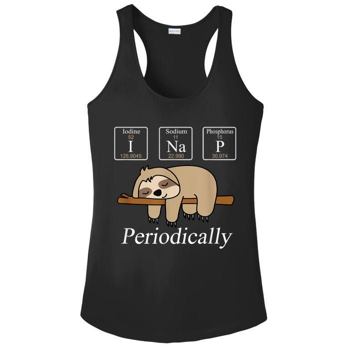 Funny Chemistry Nerdy Lazy Sloth I Nap Periodically Ladies PosiCharge Competitor Racerback Tank
