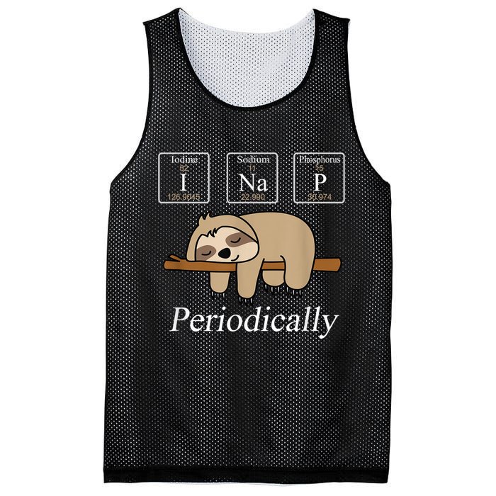 Funny Chemistry Nerdy Lazy Sloth I Nap Periodically Mesh Reversible Basketball Jersey Tank