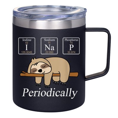 Funny Chemistry Nerdy Lazy Sloth I Nap Periodically 12oz Stainless Steel Coffee Mug