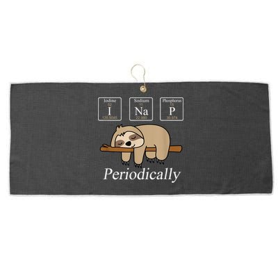 Funny Chemistry Nerdy Lazy Sloth I Nap Periodically Large Microfiber Waffle Golf Towel