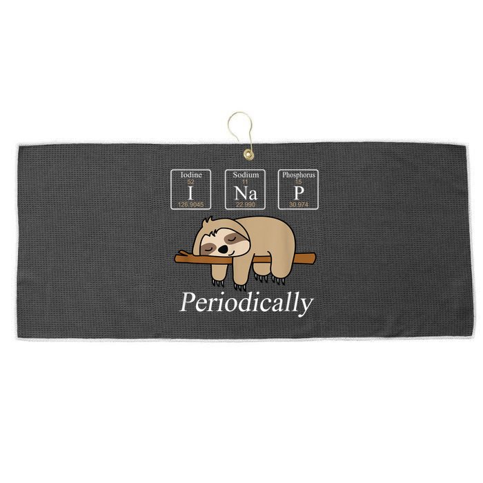Funny Chemistry Nerdy Lazy Sloth I Nap Periodically Large Microfiber Waffle Golf Towel