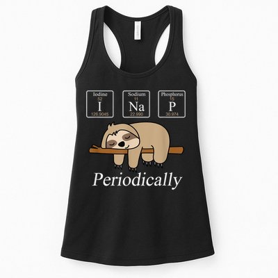 Funny Chemistry Nerdy Lazy Sloth I Nap Periodically Womens Tank Top