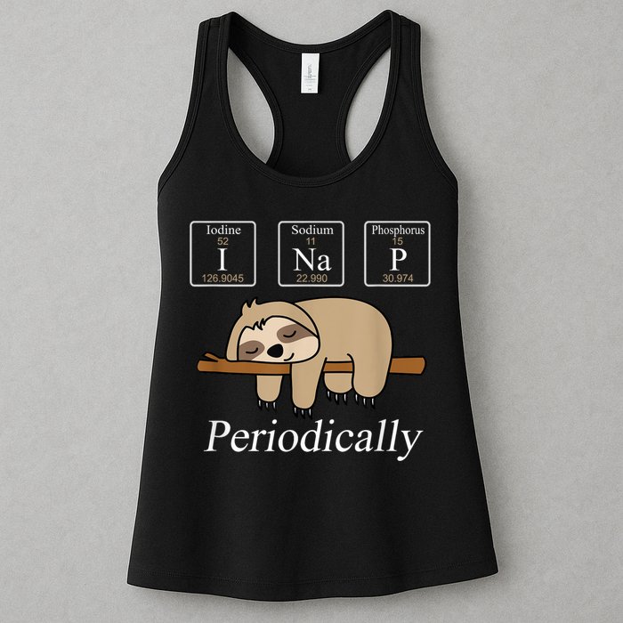Funny Chemistry Nerdy Lazy Sloth I Nap Periodically Womens Tank Top