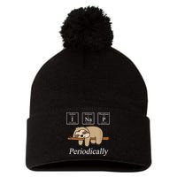 Funny Chemistry Nerdy Lazy Sloth I Nap Periodically Pom Pom 12in Knit Beanie