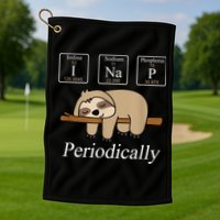Funny Chemistry Nerdy Lazy Sloth I Nap Periodically Golf Towel