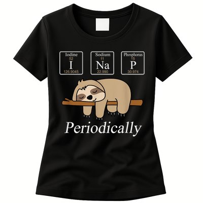 Funny Chemistry Nerdy Lazy Sloth I Nap Periodically Womens T-Shirt