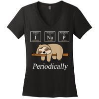 Funny Chemistry Nerdy Lazy Sloth I Nap Periodically Women's V-Neck T-Shirt