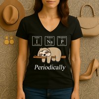 Funny Chemistry Nerdy Lazy Sloth I Nap Periodically Women's V-Neck T-Shirt