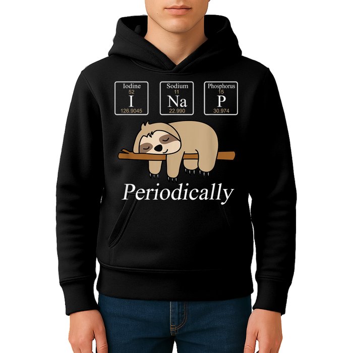 Funny Chemistry Nerdy Lazy Sloth I Nap Periodically Kids Hoodie