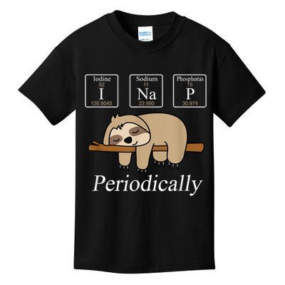 Funny Chemistry Nerdy Lazy Sloth I Nap Periodically Kids T-Shirt