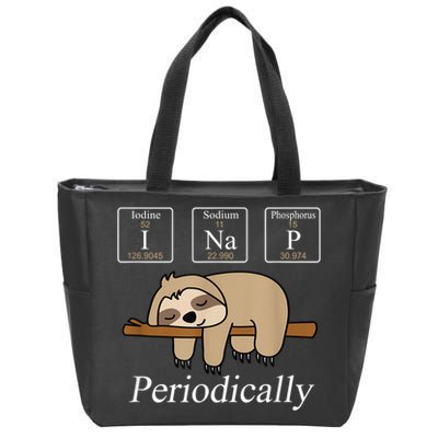 Funny Chemistry Nerdy Lazy Sloth I Nap Periodically Zip Tote Bag