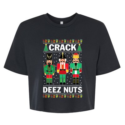 Funny Christmas Nutcracker Design Crack Deez Nuts Gift Bella+Canvas Jersey Crop Tee