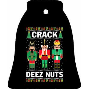 Funny Christmas Nutcracker Design Crack Deez Nuts Gift Ceramic Bell Ornament