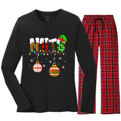 Funny Chest Nuts Couples Christmas Chestnuts Adult Matching Women's Long Sleeve Flannel Pajama Set 