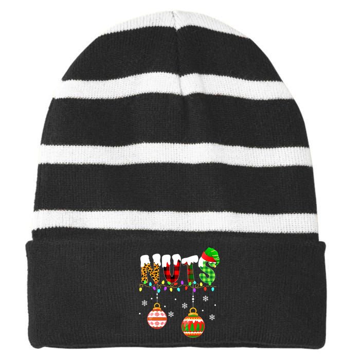 Funny Chest Nuts Couples Christmas Chestnuts Adult Matching Striped Beanie with Solid Band