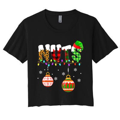 Funny Chest Nuts Couples Christmas Chestnuts Adult Matching Women's Crop Top Tee