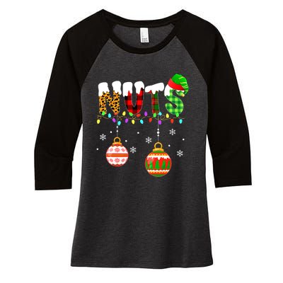 Funny Chest Nuts Couples Christmas Chestnuts Adult Matching Women's Tri-Blend 3/4-Sleeve Raglan Shirt