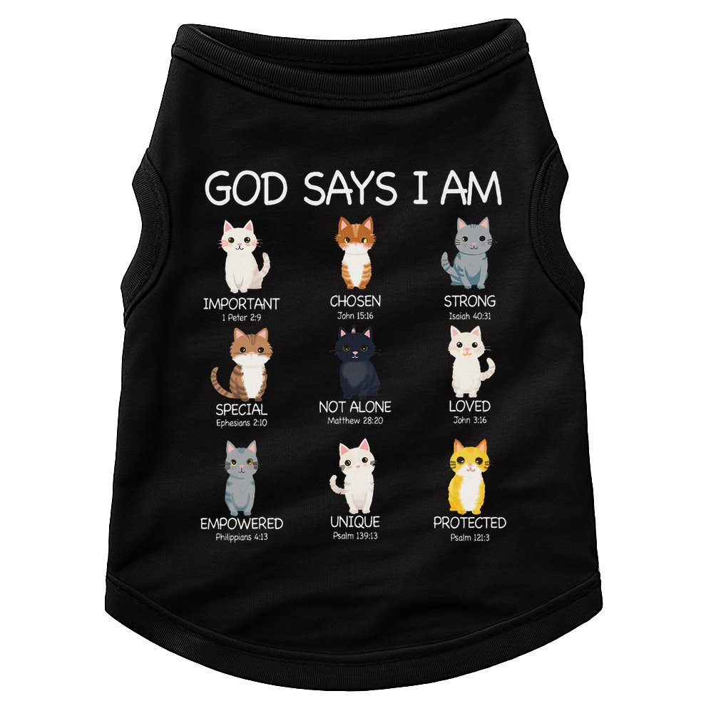 Funny Cat Ns God Says I Am Christian Cat Lover Doggie Tank