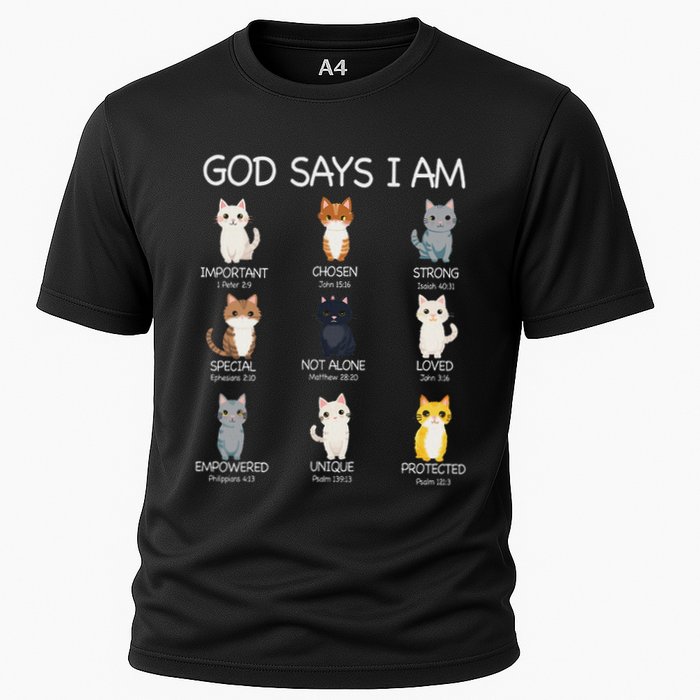 Funny Cat Ns God Says I Am Christian Cat Lover Cooling Performance Crew T-Shirt