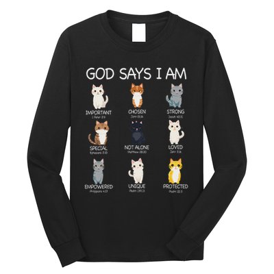 Funny Cat Ns God Says I Am Christian Cat Lover Long Sleeve Shirt