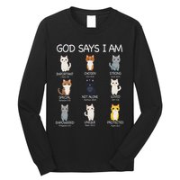 Funny Cat Ns God Says I Am Christian Cat Lover Long Sleeve Shirt