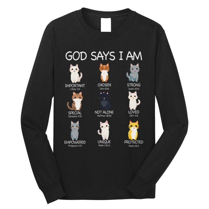 Funny Cat Ns God Says I Am Christian Cat Lover Long Sleeve Shirt