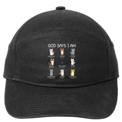 Funny Cat Ns God Says I Am Christian Cat Lover 7-Panel Snapback Hat