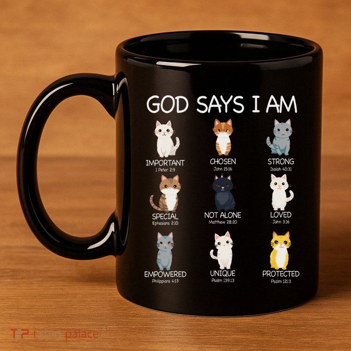 Funny Cat Ns God Says I Am Christian Cat Lover 11oz C Handle Ceramic Mug