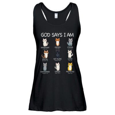 Funny Cat Ns God Says I Am Christian Cat Lover Ladies Essential Flowy Tank