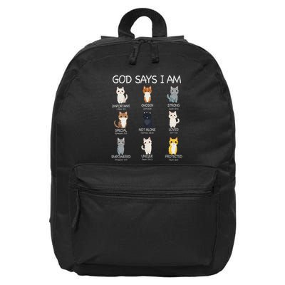 Funny Cat Ns God Says I Am Christian Cat Lover 16 in Basic Backpack