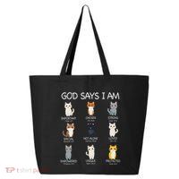 Funny Cat Ns God Says I Am Christian Cat Lover 25L Jumbo Tote