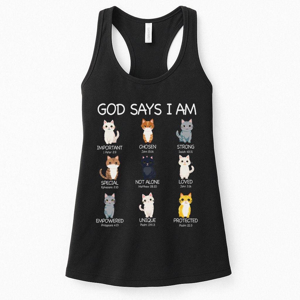 Funny Cat Ns God Says I Am Christian Cat Lover Womens Tank Top