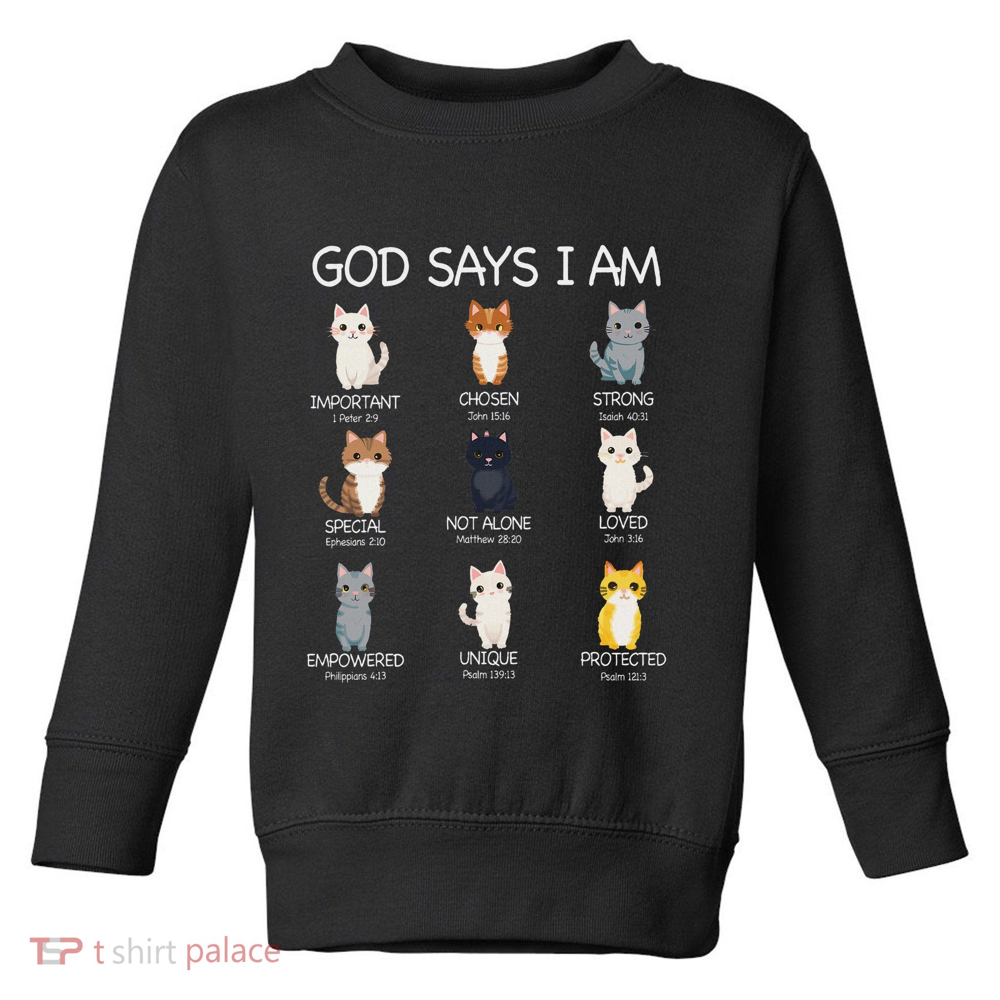 Funny Cat Ns God Says I Am Christian Cat Lover Toddler Sweatshirt