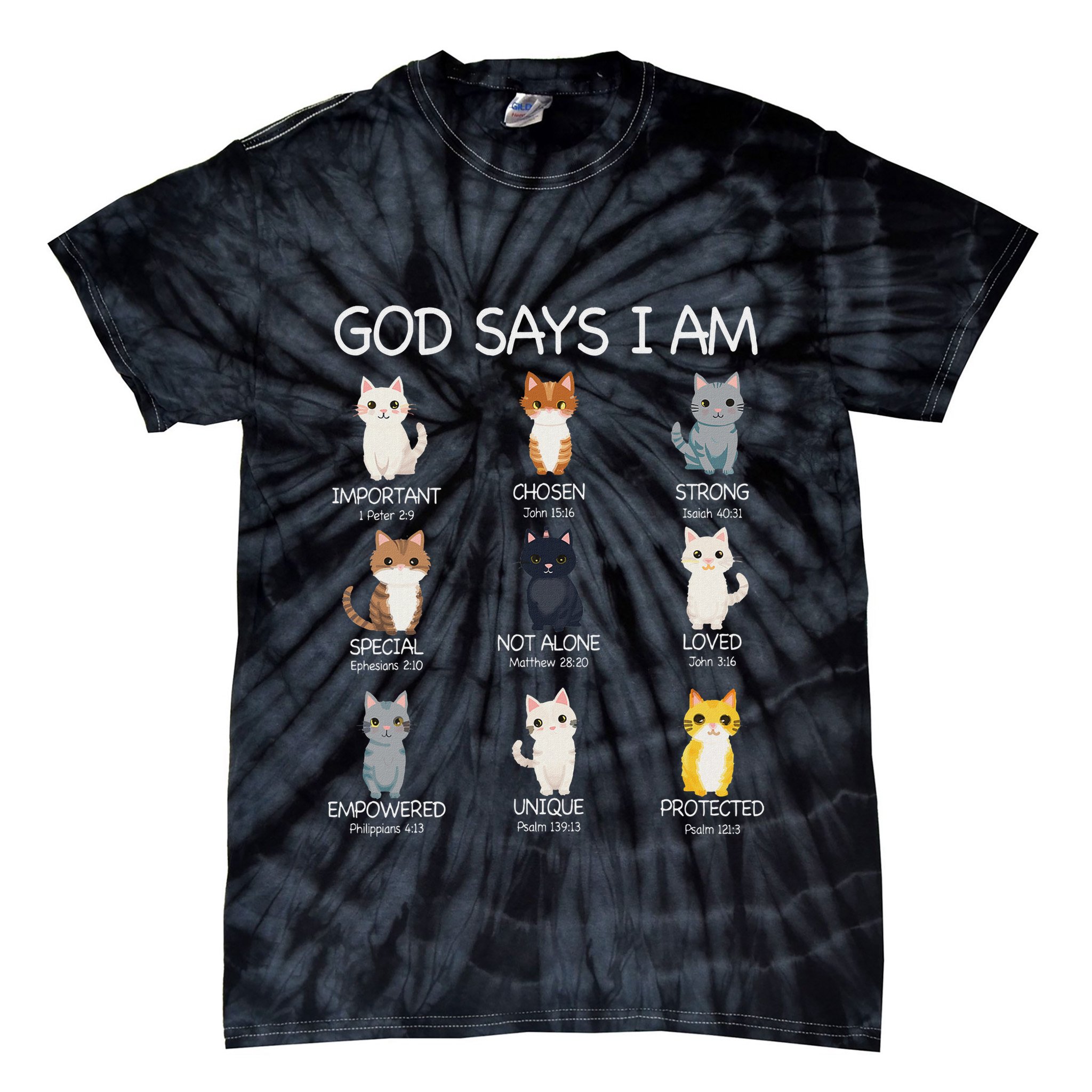 Funny Cat Ns God Says I Am Christian Cat Lover Tie-Dye T-Shirt