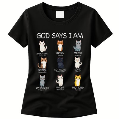 Funny Cat Ns God Says I Am Christian Cat Lover Womens T-Shirt