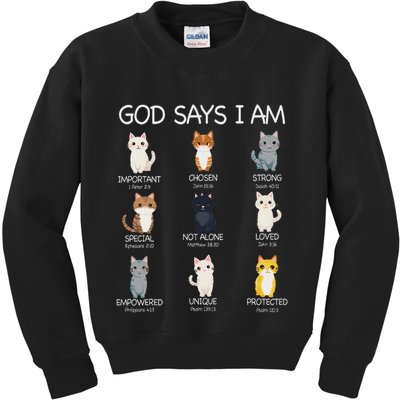 Funny Cat Ns God Says I Am Christian Cat Lover Kids Sweatshirt