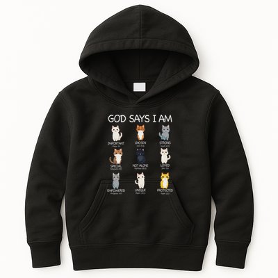 Funny Cat Ns God Says I Am Christian Cat Lover Kids Hoodie