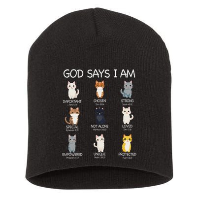 Funny Cat Ns God Says I Am Christian Cat Lover Short Acrylic Beanie